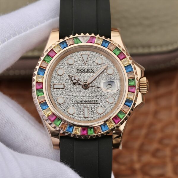 Yacht-Master 1 Golden Diamond Bezel & Dial Rubber Strap 40mm - Image 3