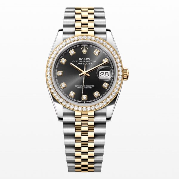 Womens Gold Rolex Datejust Watch 16233 36mm Black Dial Jubilee Band New