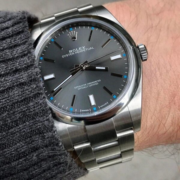 Rolex Oyster Perpetual 39mm Dark Rhodium Dial Watch 114300-0001 - Image 13