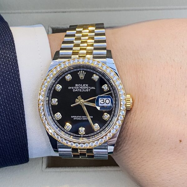 Womens Gold Rolex Datejust Watch 16233 36mm Black Dial Jubilee Band New - Image 2